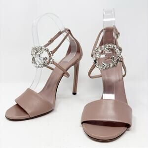 Gucci Crystal Embellished GG Double G Sandals Heels